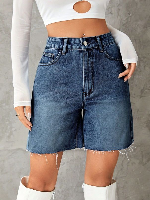 Women's High Waist Denim Shorts - Trendy Casual Stretch Jean Shorts With Comfortable Fit Denim Hot Pants For Women_mkmklike.com