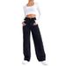 High Waisted Straight Leg Jeans Women's Loose Fit Wide Leg Pants Autumn Winter Solid Color Denim for Petite European American Style_mkmklike.com