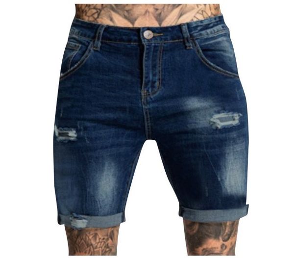 Men's Clothing Elastic Hole Jeans Denim Shorts_mkmklike.com