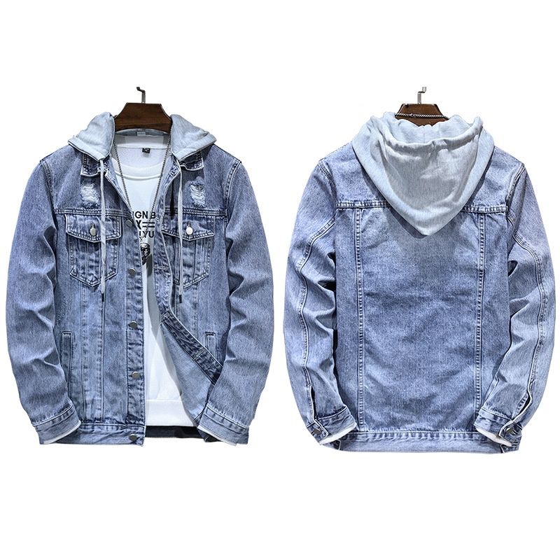 Loom New Men's Casual 2025 Spring American Style Trendy Distressed Detachable Hooded Denim Jacket For Men_mkmklike.com