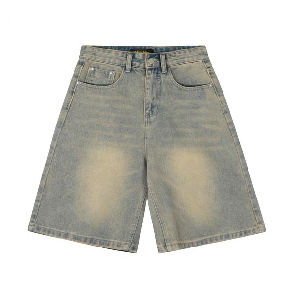 Men's Clothing Men's American Retro Washed Old Denim Shorts Men And Women Straight Loose Cleanfit Shorts_mkmklike.com