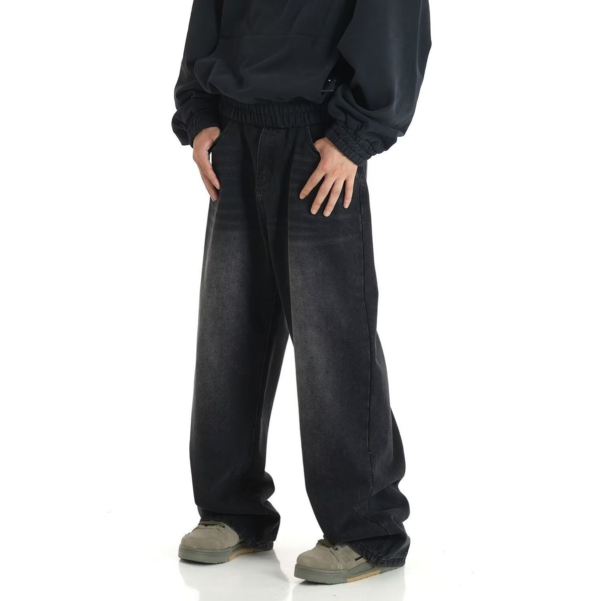 "Men's Vintage Loose Fit Jeans Retro Washed Denim, Straight Leg, Mud Dye, Distressed Style (90s Grunge, Unisex Appeal)"_mkmklike.com