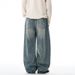 Punk Washed Vintage Scimitar Jeans Men's Loose Wide-Leg Handmade Distressed Oversized Sickle Pants_mkmklike.com