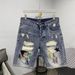 Men's Clothing Fashionable And Stylish Personalized Embroidered Denim Shorts Slim Fitting Skinny Pants Summer Thin Style Ripped Shorts_mkmklike.com