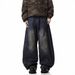 Men's Clothing All Match Hip Hot Retro Washed Deconstructed Scimitar Jeans For Men And Women Loose Straight Casual Wide Leg Jeans_mkmklike.com