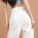 Women's White Wide Leg Linen Blend Jeans - High Waist Straight Leg Trousers, Breathable & Comfortable Summer Pants_mkmklike.com