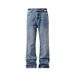 Men's Clothing Wash Bootcut Jeans - Vintage Blue Denim Pants With Cleanfit Style, Comfortable Mid-Rise & Stretch Fit For Casual Wear (M-5XL)_mkmklike.com
