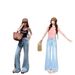 Retro Wide-leg Flared Jeans For Women, New Spring/summer Style, High-waisted, Stretchy, Loose-fitting, Non-clingy,_mkmklike.com