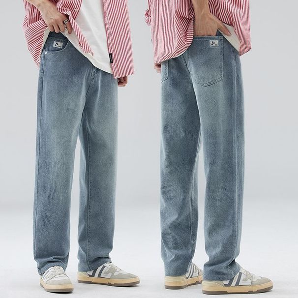 Straight Jeans Men's Spring And Summer New American Retro High Street Large Size Men's Loose Wide-leg Pants Versatile Trousers_mkmklike.com