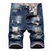 Suitable For All Seasons Trendy Summer Multi-Hole Distressed 3D Cat Whisker Floral Fabric Color-Block National Flag Straight-Leg Jeans For Men_mkmklike.com