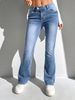 Women's Stretchy Flared Jeans – Slim Fit Vintage Washed Denim Pants, Low-Rise Bootcut Trousers With Light Elasticity_mkmklike.com