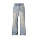 Men's Clothing High Street Washed Loose Wide Leg Pearl Full Diamond Patch Diamond Stacked Jeans Jeans_mkmklike.com