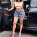 Women's Clothing INS Casual Curling Tassel Jeans Shorts_mkmklike.com