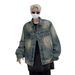 American Vibe High Street Washed Vintage Denim For Men In Spring Autumn, Trendy Brand, Cool And Loose Collared Jacket_mkmklike.com