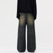 Men's Clothing & Archer0603 & Retro Washed American High Street Yellow Mud Color Wide Leg Jeans Men's Floor Length Distressed Straight Leg Pants_mkmklike.com