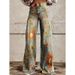 Cross-Border Foreign Trade Women's Plus Size Denim Hot-Selling 3D Printed Casual Wide-Leg Flared_mkmklike.com