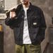 Northfold Spring And Autumn Chic American Retro Jacket For Men New Trendy Brand Turn-down Collar Loose Multi-pocket Workwear Denim_mkmklike.com