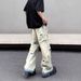 Vintage Washed Distressed Denim Jeans For Men & Women - Relaxed Fit Wide Leg High Street Straight Pants_mkmklike.com