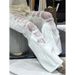 High-Waisted Wide-Leg Jeans Women's Slimming Ripped Casual Pants Lace Trimmed Trendy Cool Design Floor-Length Summer Fashion_mkmklike.com