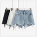 Women's High-Waisted Wide Leg Denim Shorts Korean Style Loose Fit Ripped Slimming Hot Pants Chic Trendy Summer HyunA Inspired_mkmklike.com