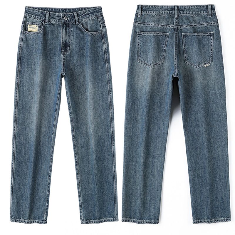 Men's High Street Slim-Fit Jeans – Relaxed Straight-Leg Denim Pants With Flowy Drape For Casual & Streetwear_mkmklike.com