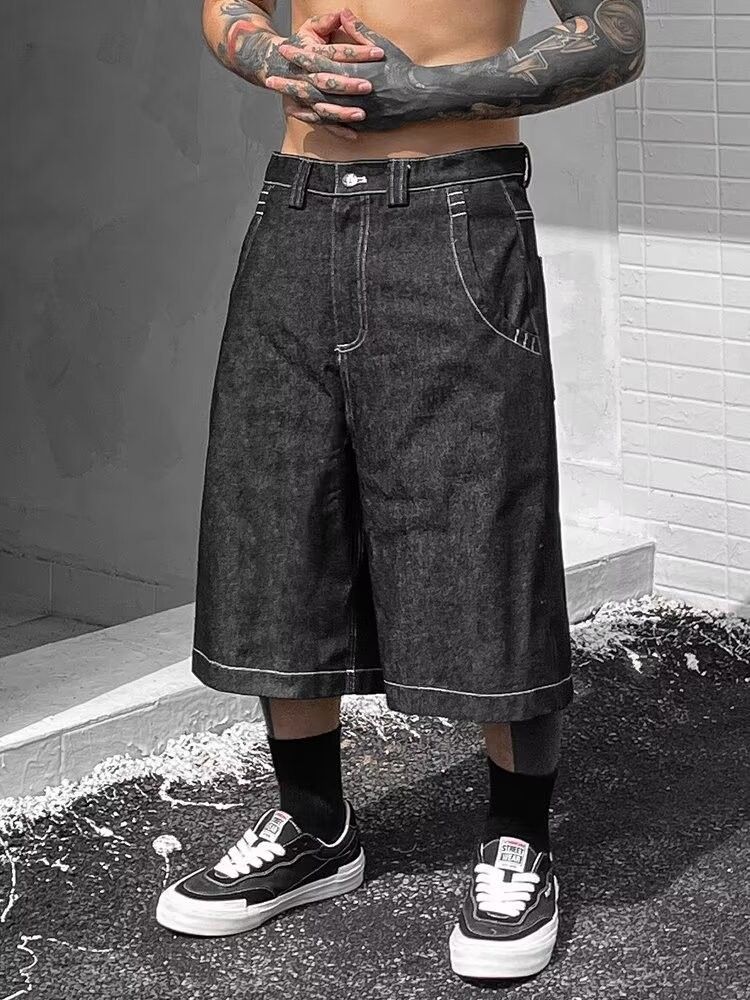 Men's West Coast Style Loose Fitting Summer Denim Shorts Trendy Five Point Pants New_mkmklike.com