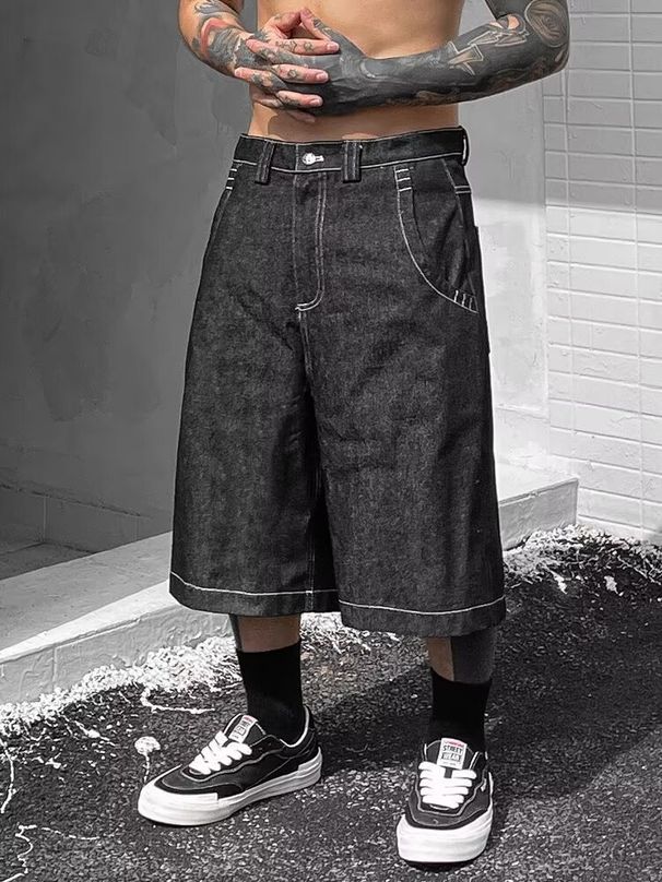 Men's West Coast Style Loose Fitting Summer Denim Shorts Trendy Five Point Pants New_mkmklike.com