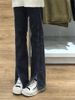 Plus-size High-waisted Slit Straight-leg Jeans For Plus-size Women, New Spring 2025 Loose Wide-leg Floor-length Pants_mkmklike.com