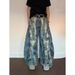 Unisex American Vintage Washed Distressed Jeans – Oversized Scythe Cut Denim With Raw Hem & Paint Splatter Effect_mkmklike.com