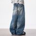 Vintage Washed Lightning Distressed Deconstructed Wide-Leg Jeans For Men & Women - Relaxed Fit High Street Banana Pants With Unique Cut_mkmklike.com