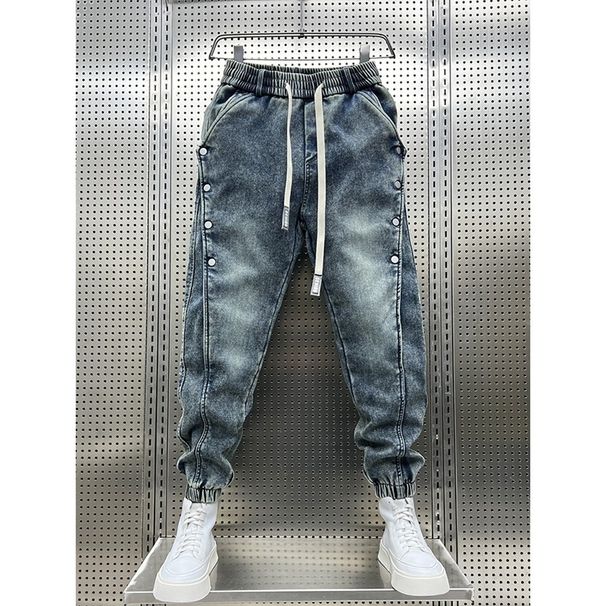 Men's Clothing Retro Washed Blue Jeans Men 2025 Spring And Autumn Trendy Brand Slim Fitting Harem Pants Handsome Buttoned Casual Pants_mkmklike.com
