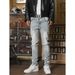 Men's Clothing Men's Distressed Washed High Street Skinny Jeans With Splash Print - Stretch Denim Casual Pants For Streetwear Fashion_mkmklike.com