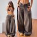 Women's High Waist Wide Leg Jeans - Vintage Washed Cotton Denim Pants For Casual Streetwear & Everyday Comfort_mkmklike.com