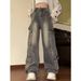 American High Street Retro Workwear Denim Overalls For Women, Spring And Autumn 2025 New Style, Multi-pocket Straight_mkmklike.com