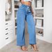 Customized Summer Stretch Denim Straight Leg Pants Women's Wide Leg Pants_mkmklike.com