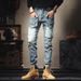Men's Patchwork Skinny Jeans – Edgy Stretch Denim Pants With Multi-Pockets | Urban Streetwear Slim Fit Trousers_mkmklike.com