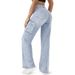 Women's High-Waisted Relaxed Fit Cargo Jeans – Oversized Pockets & Straight Leg Design – Comfortable Cotton Blend Streetwear Pants_mkmklike.com