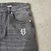 Men's Clothing Menswear Trendy Brand Embroidered Jeans, Loose Fitting Casual Heavyweight Jeans_mkmklike.com