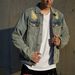 Pulse Pulse Ripped Slim Fit Jean Outerwear Men's Denim Jacket_mkmklike.com