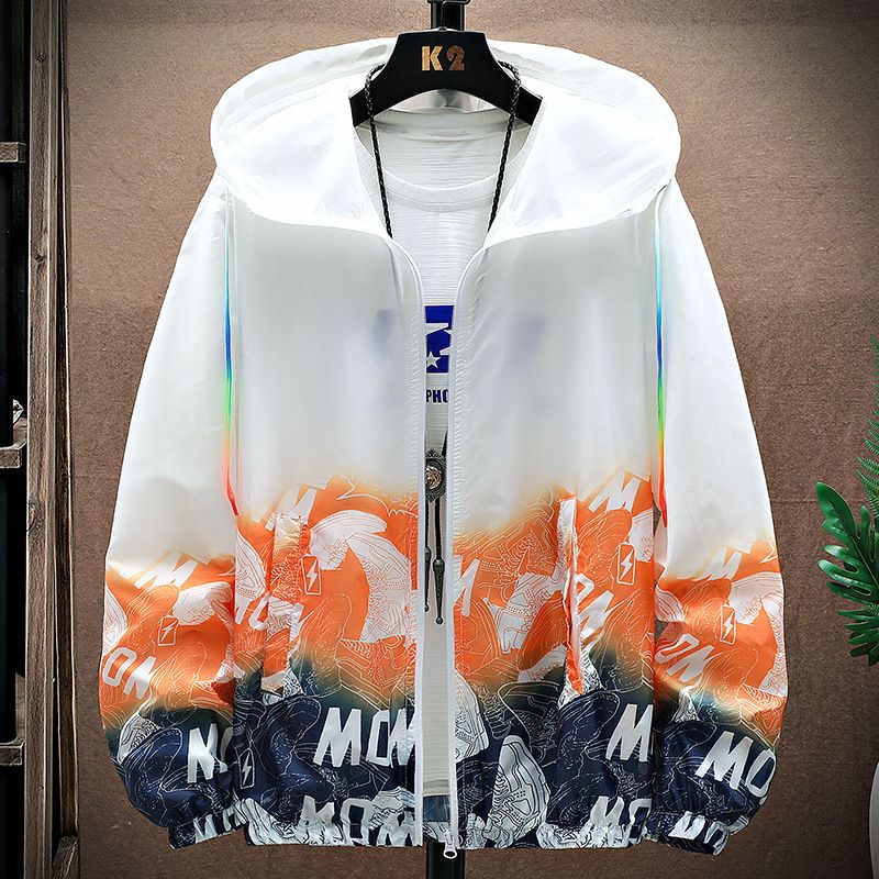New ultra-thin breathable ice silk summer men's sun protection pattern gradient windbreaker cardigan jacket_mkmklike.com