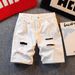 Men's Distressed Denim Shorts Classic Blue & White Lightweight Washed Streetwear Clothing Sizes 28-36_mkmklike.com