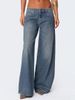 Women's Loose Wide Leg Denim Trousers Fashion Printed Jeans Ladies High Waist Straight Leg Pants_mkmklike.com