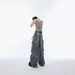 Men's Clothing Destroy Contradictions, Distressed Multi Pocket Design Jeans, Hand Painted Ripped Loose Straight Pants_mkmklike.com