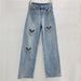 Women Spring And Summer Heart Shaped Hot Diamond New Style Personality Fashionable Wide Leg Straight Leg Floor Length Trousers Jeans_mkmklike.com