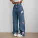 Women's Clothing Y2K Street Style Bow Collage Washed Jeans Loose Straight Wide Leg Trousers For Women Fashion_mkmklike.com