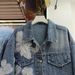 Women’s Embellished Denim Jacket – French-Inspired Distressed Loose Fit With Beaded & Sequined Details (Blue, M-L, Long Sleeve, Turn-Down Collar)_mkmklike.com