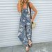 Women's Clothing Women's Printed Denim Jumpsuit Ripped Loose Casual Fashion_mkmklike.com