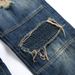 Men's Motorcycle Jeans Ripped Knee Holes Embroidered Denim Pants Mid Waist Straight Leg Long Fit Slight Stretch_mkmklike.com