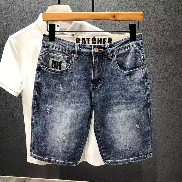 Men's Slim Fit Straight Leg Stretch Denim Shorts New Summer Style American High Street Versatile Five Point_mkmklike.com