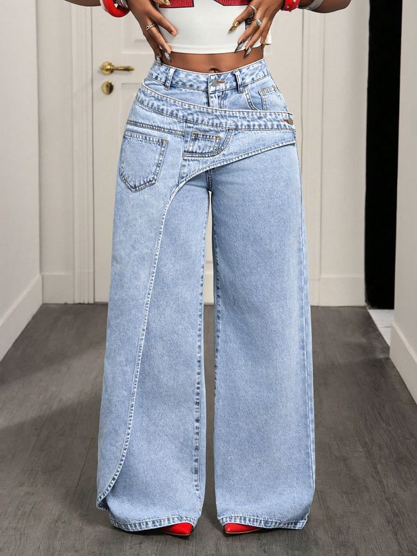 Women's Trendy Designer Jeans - Versatile Casual Denim Pants With Modern Fit For Everyday Outings_mkmklike.com